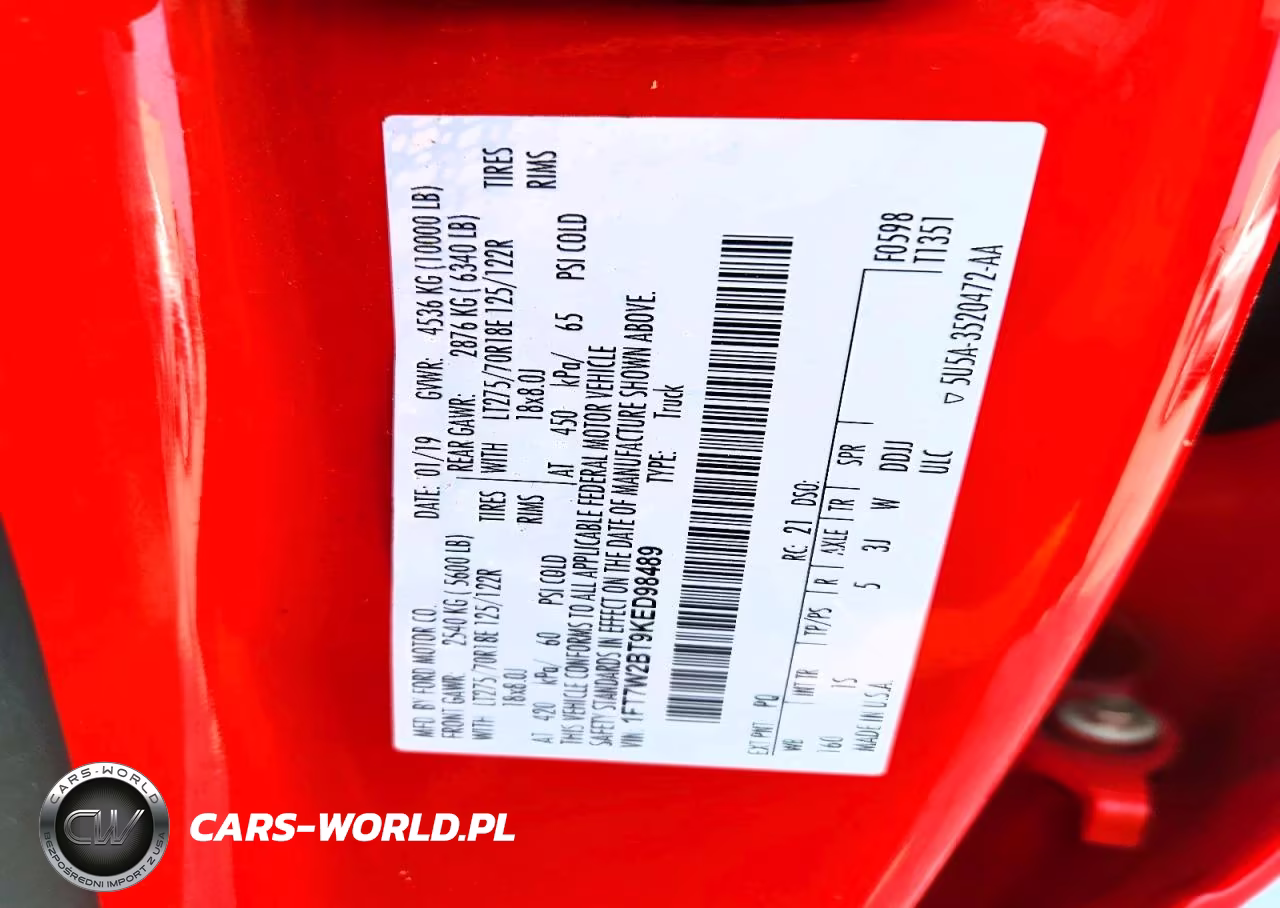 2019 Ford F250 Super Duty VIN:1FT7W2BT9KED98489 - 12
