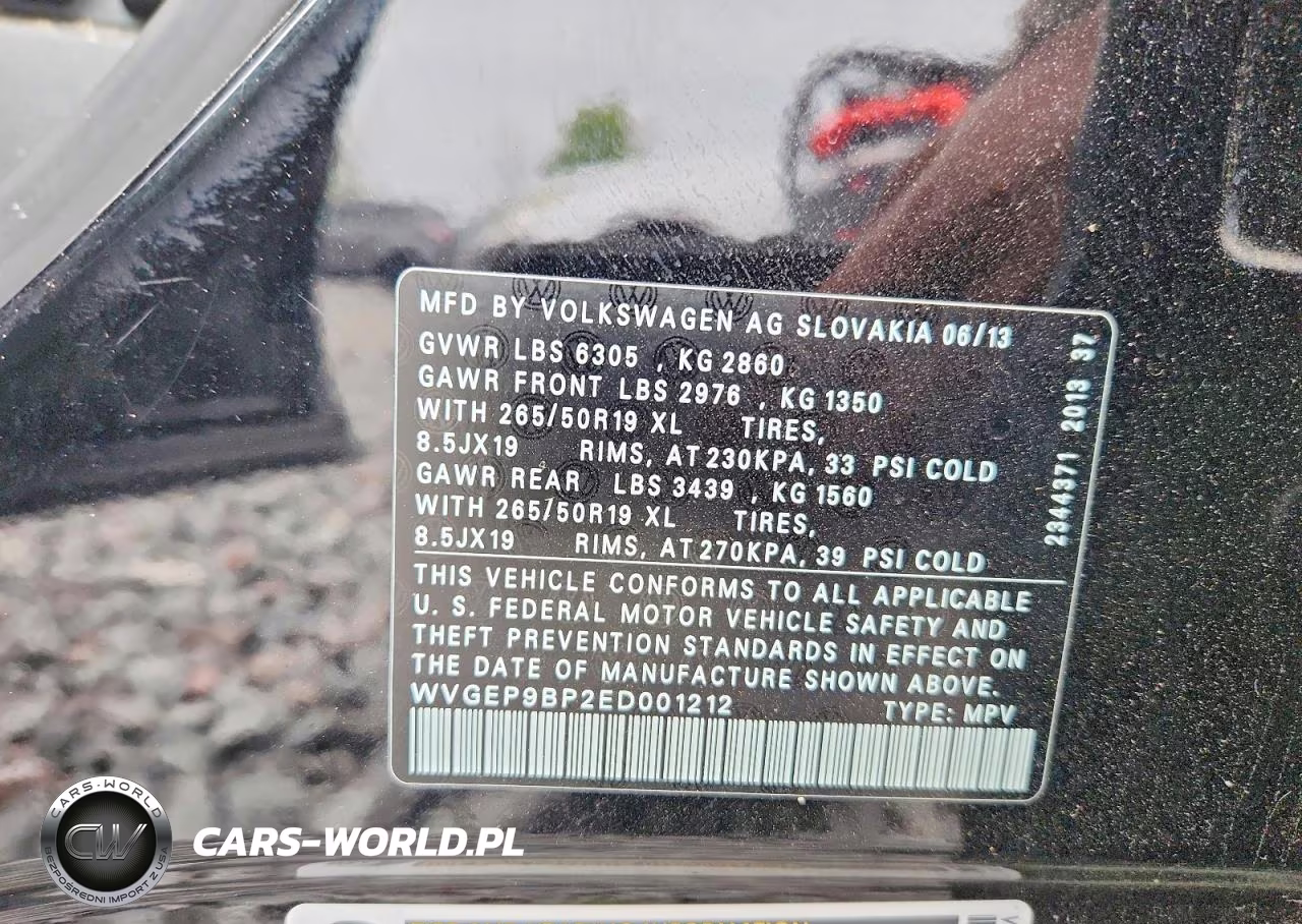 2014 Volkswagen Touareg V6 Tdi VIN:WVGEP9BP2ED001212 - 12