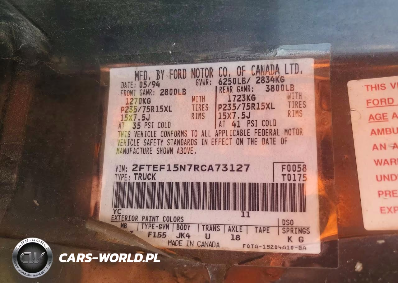 1994 Ford F150 VIN:2FTEF15N7RCA73127 - 12