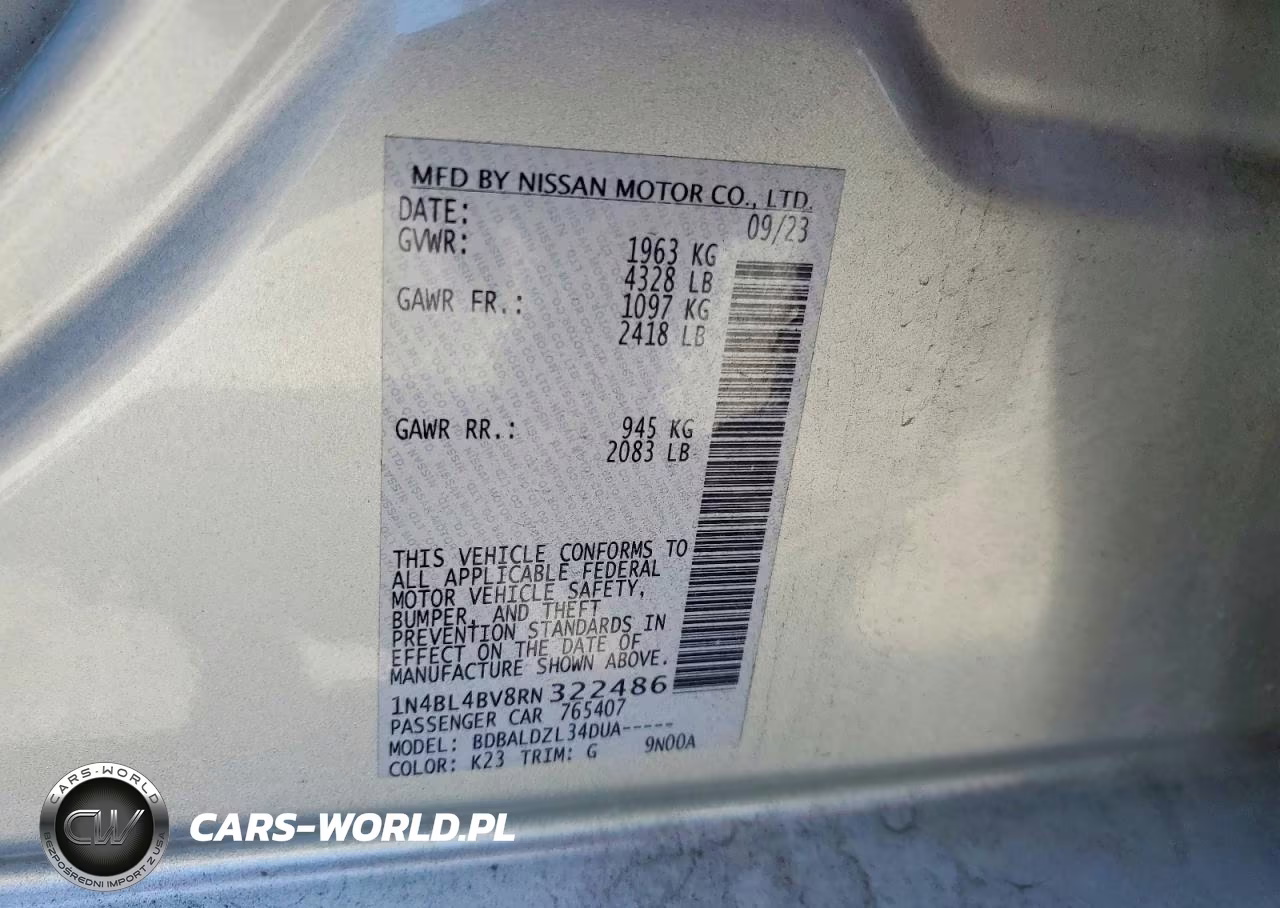 2024 Nissan Altima S VIN:1N4BL4BV8RN322486 - 12
