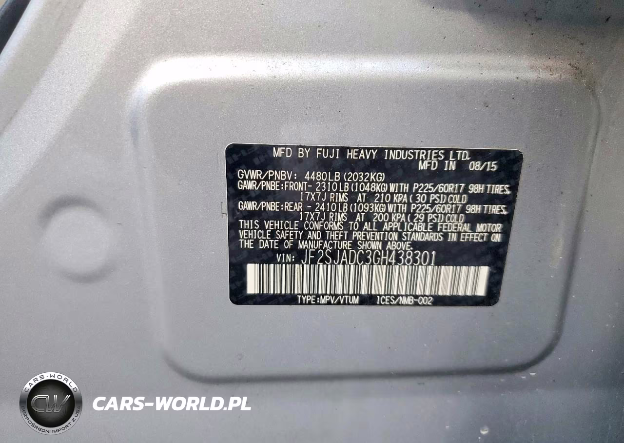 2016 Subaru Forester 2.5I Premium VIN:JF2SJADC3GH438301 - 13