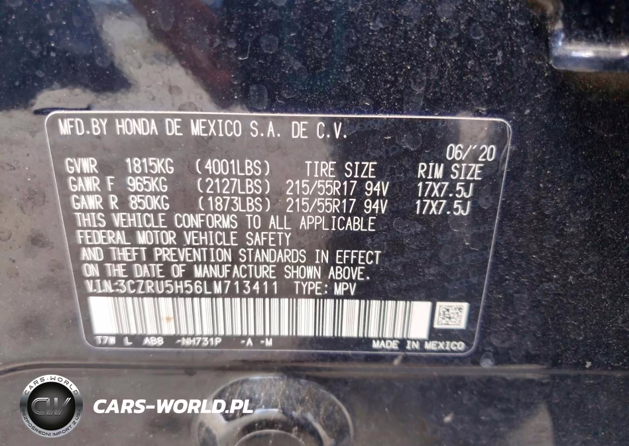 2020 Honda Hr-V Ex VIN:3CZRU5H56LM713411 - 12