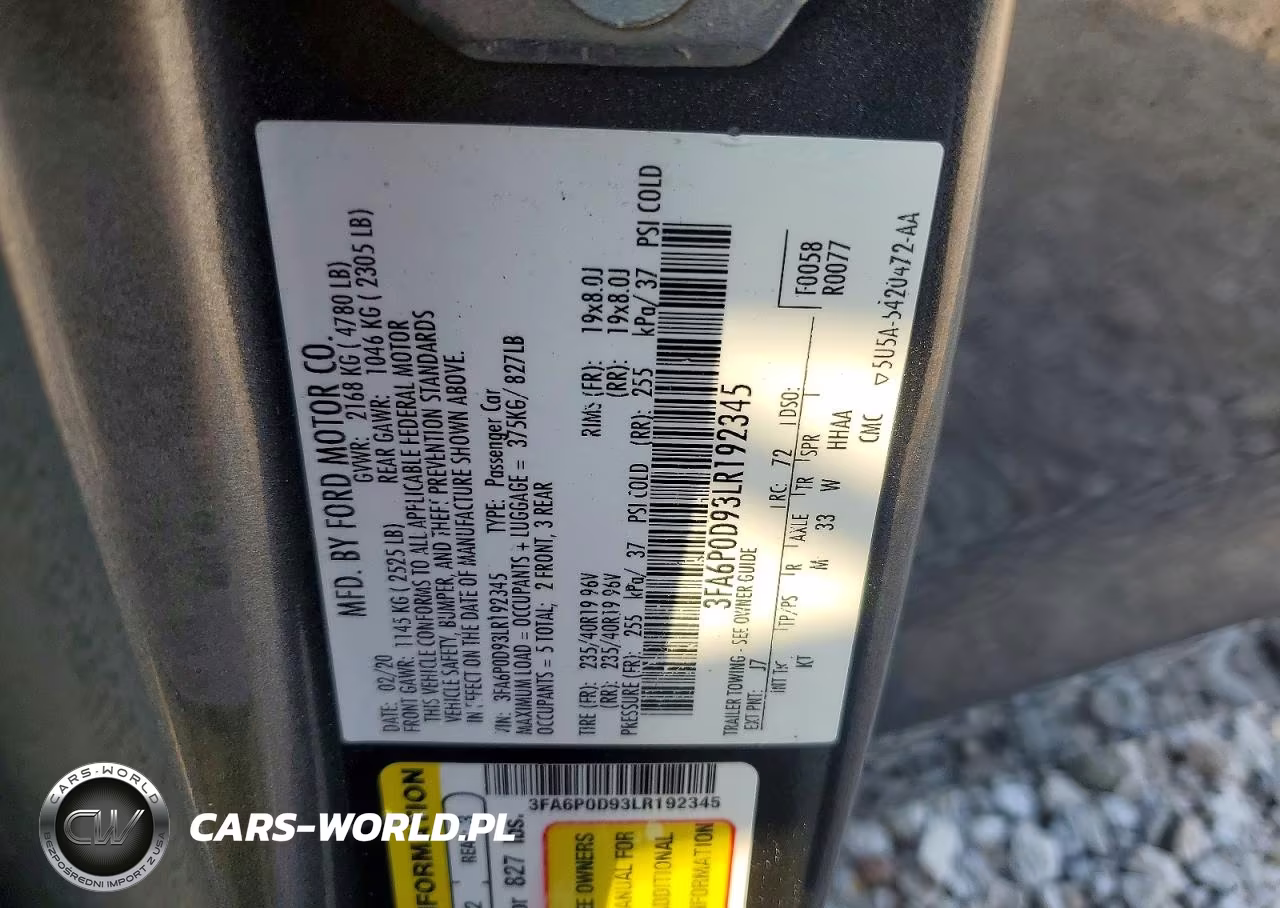 2020 Ford Fusion Titanium VIN:3FA6P0D93LR192345 - 12