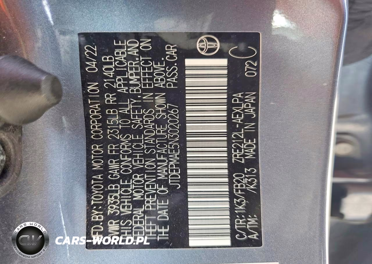 2022 Toyota Corolla Le VIN:JTDEPMAE5N3020267 - 14