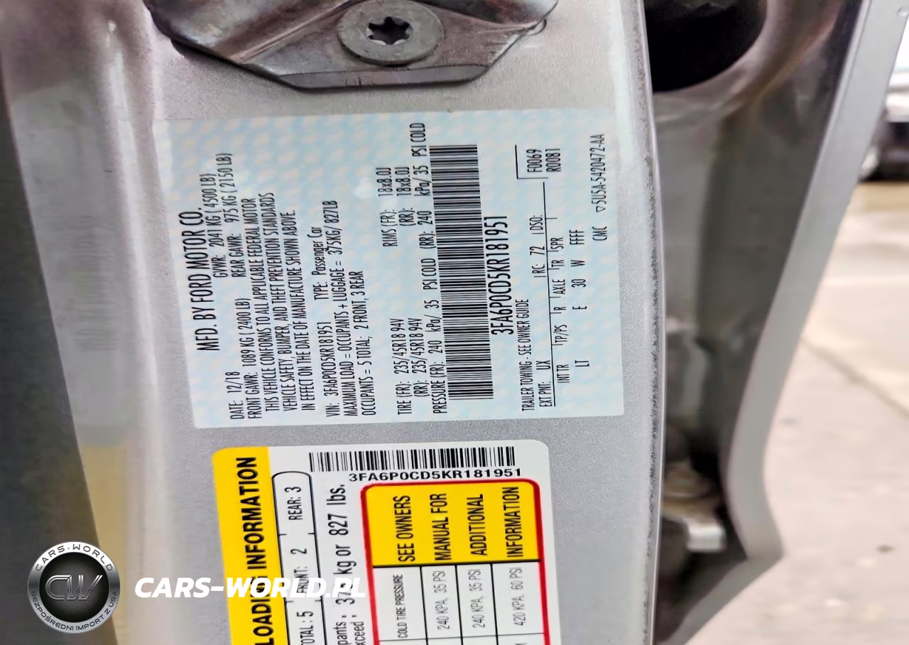 2019 Ford Fusion Sel VIN:3FA6P0CD5KR181951 - 12