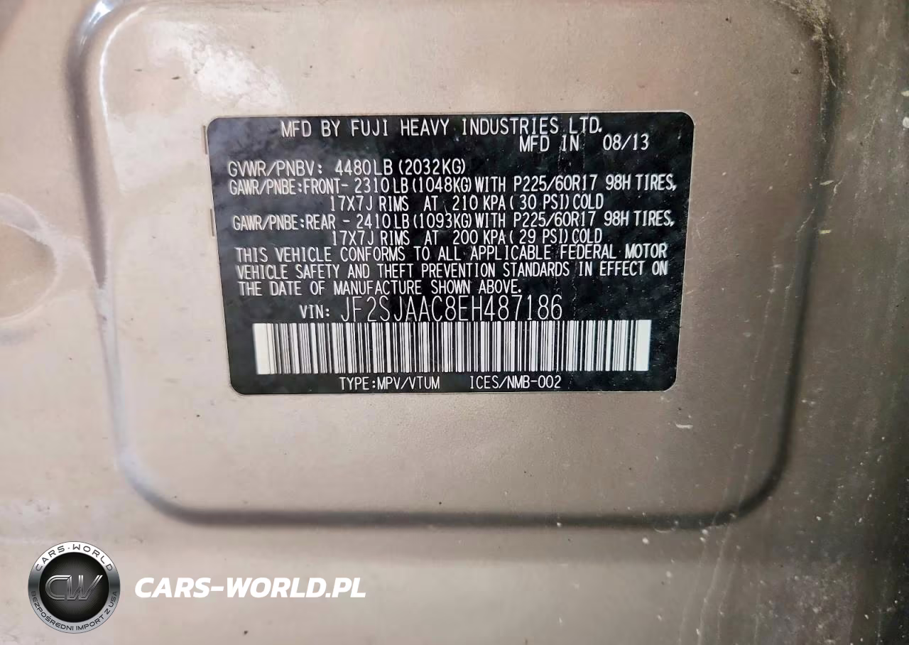 2014 Subaru Forester 2.5I VIN:JF2SJAAC8EH487186 - 14