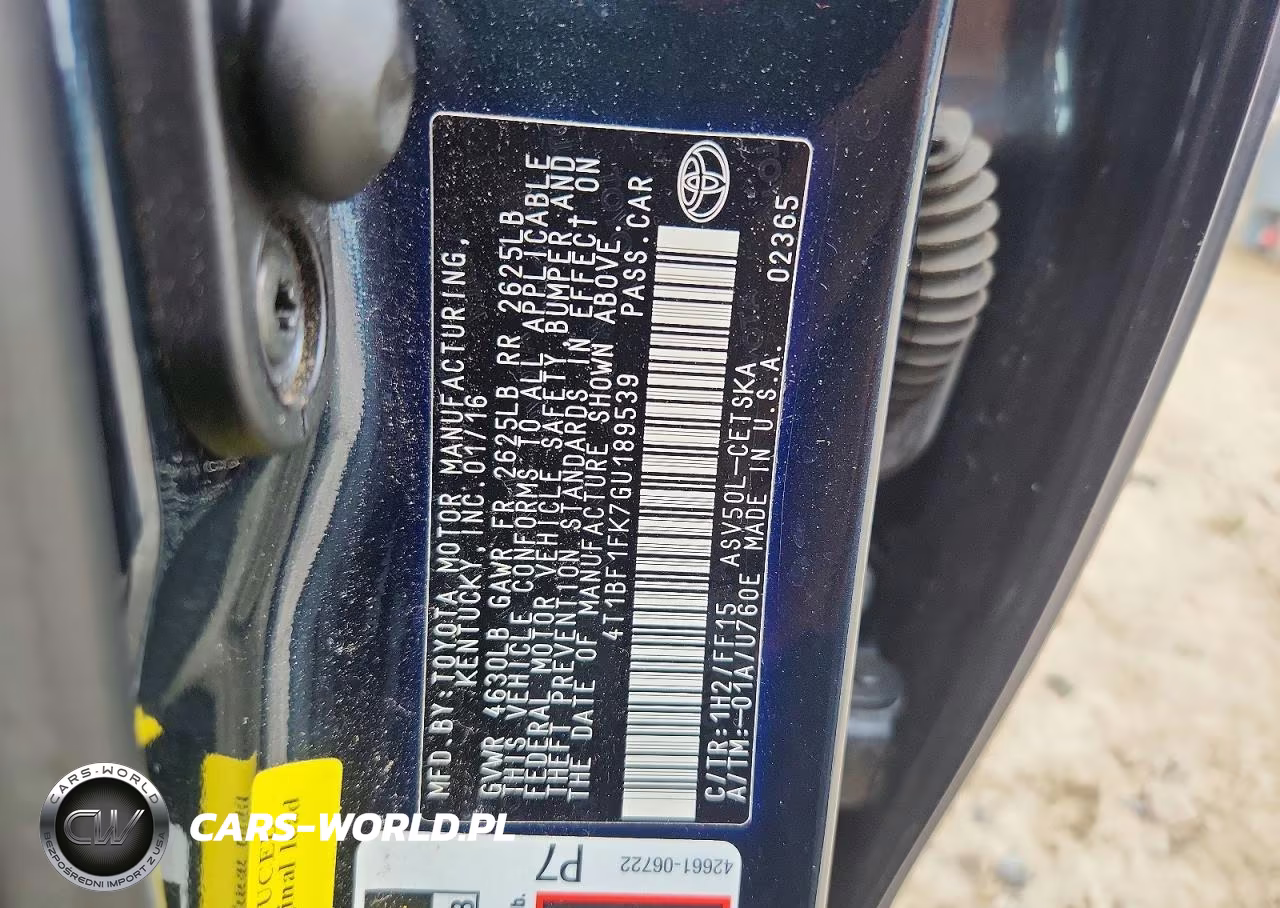 2016 Toyota Camry Se VIN:4T1BF1FK7GU189539 - 12
