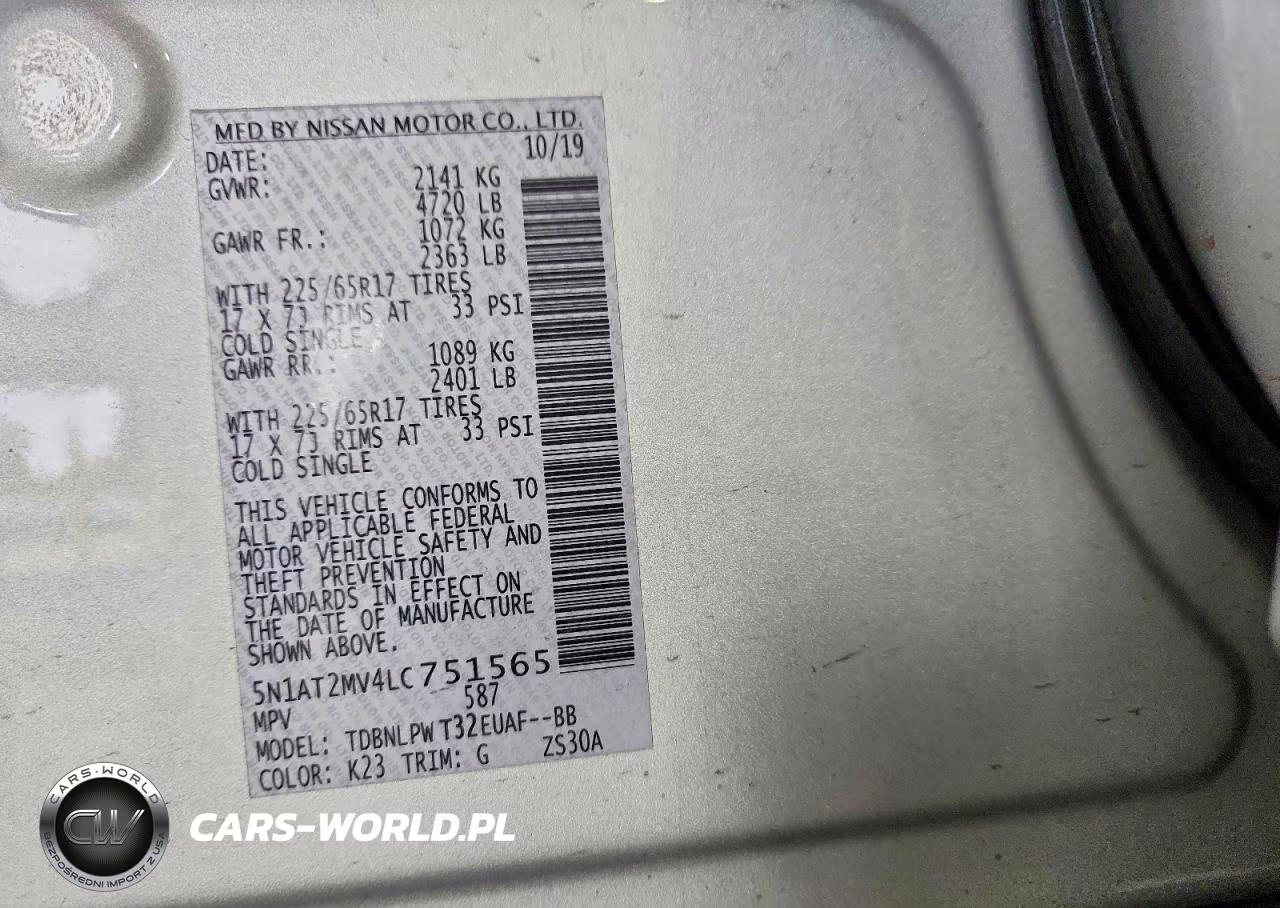 2020 Nissan Rogue S VIN:5N1AT2MV4LC751565 - 13