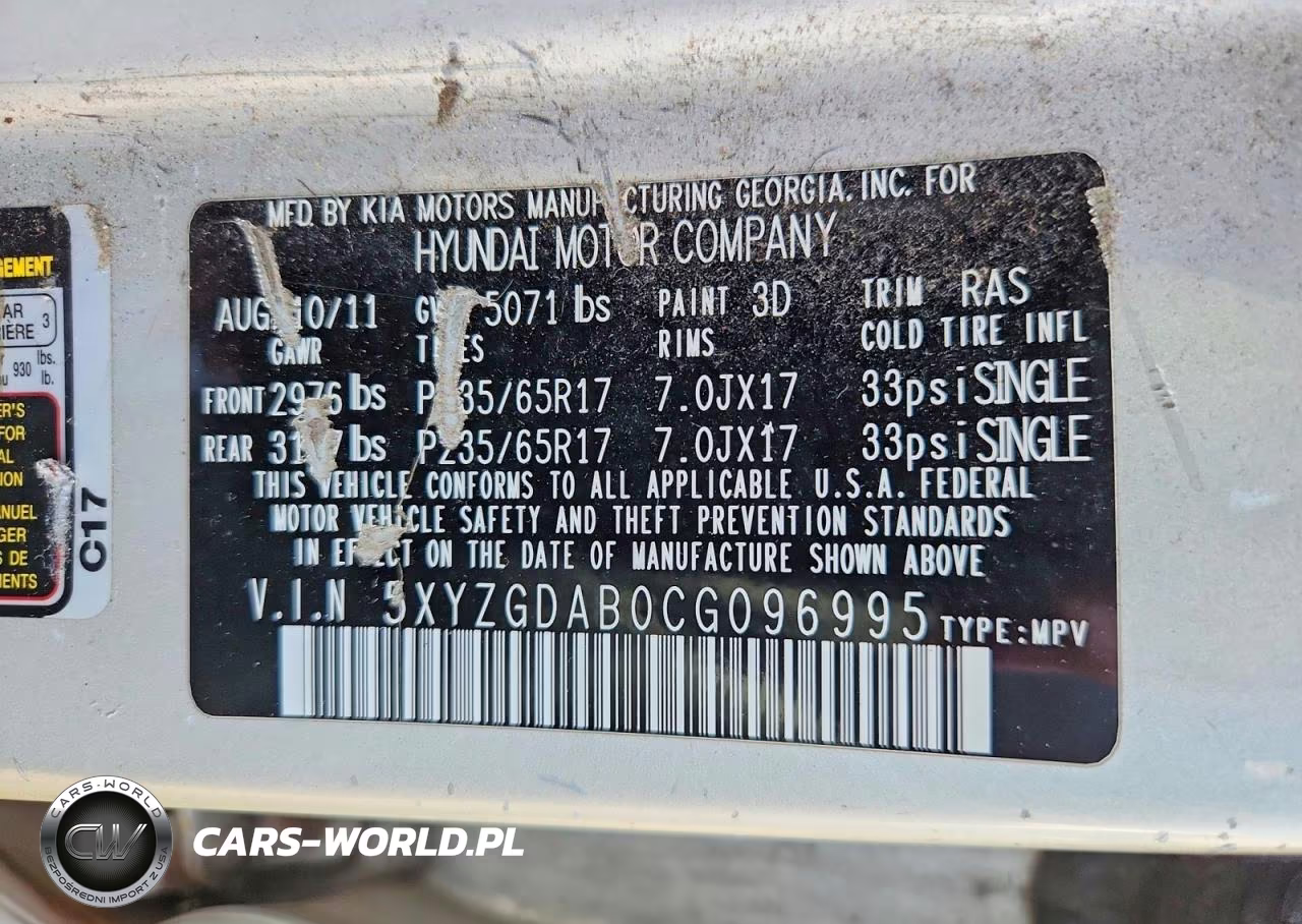 2012 Hyundai Santa Fe Gls VIN:5XYZGDAB0CG096995 - 13