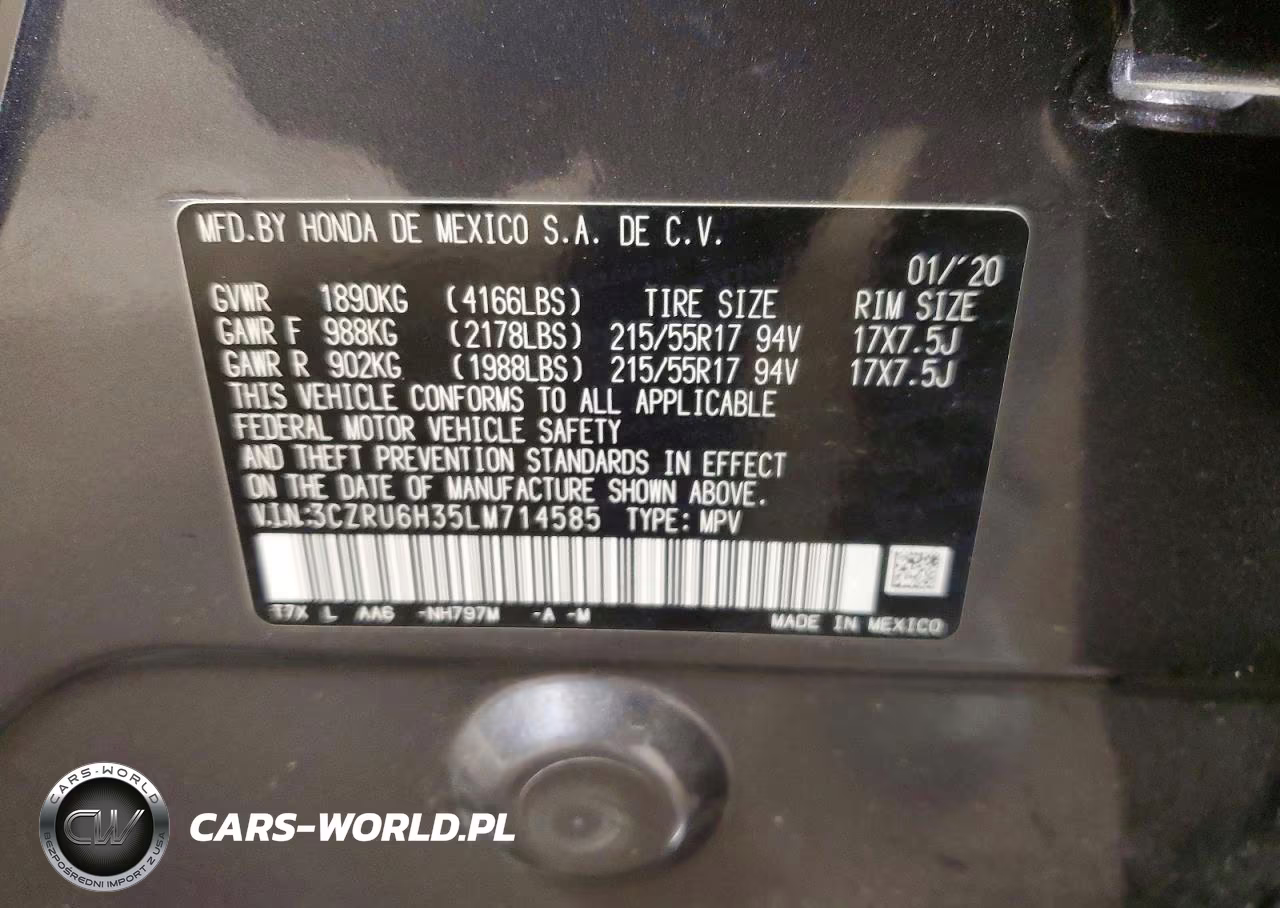 2020 Honda Hr-V Lx VIN:3CZRU6H35LM714585 - 13
