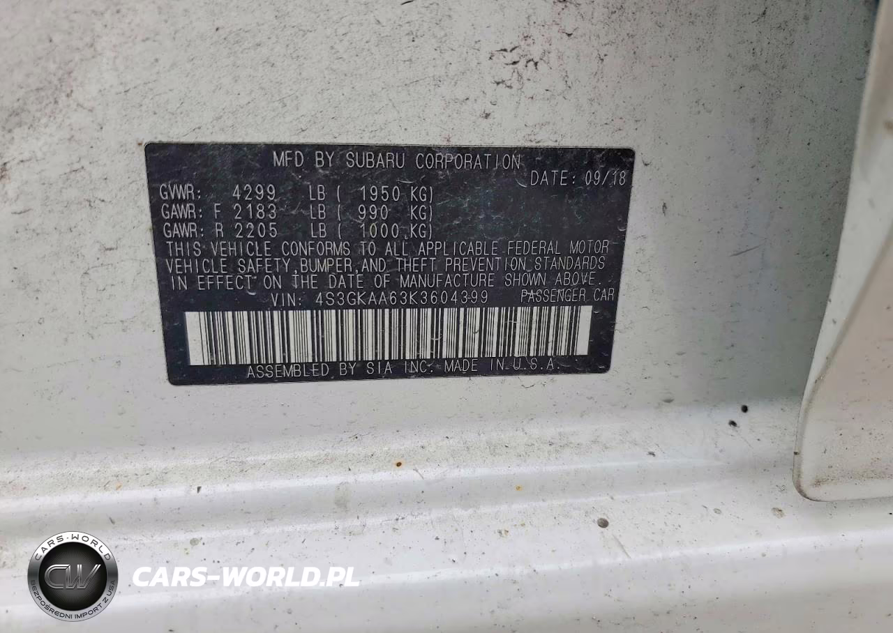 2019 Subaru Impreza VIN:4S3GKAA63K3604399 - 12