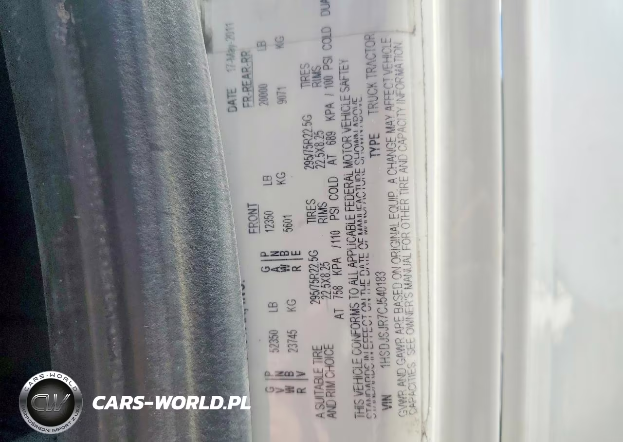 2012 International Prostar Semi Truck VIN:1HSDJSJR7CJ540183 - 11