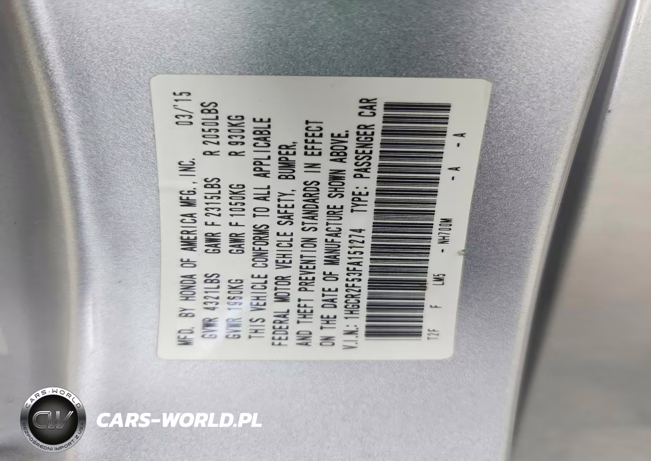 2015 Honda Accord Sport VIN:1HGCR2F53FA151274 - 12