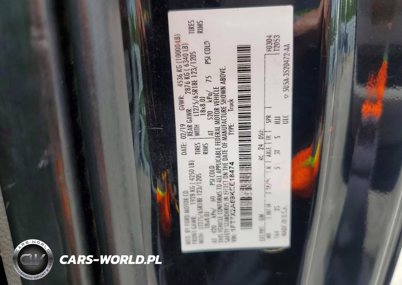2019 Ford F250 Super Duty VIN:1FT7X2A69KEE18474 - 12