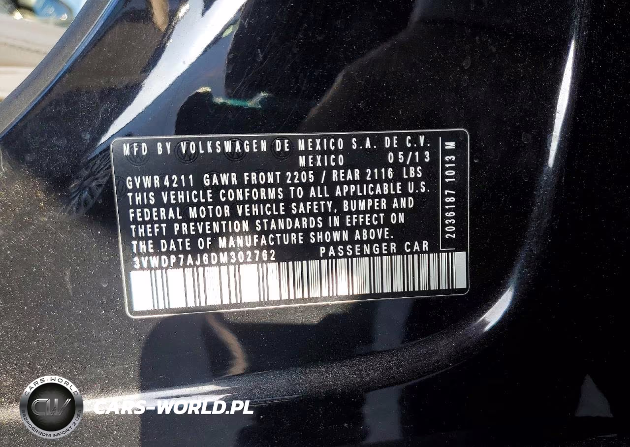 2013 Volkswagen Jetta Se VIN:3VWDP7AJ6DM302762 - 12