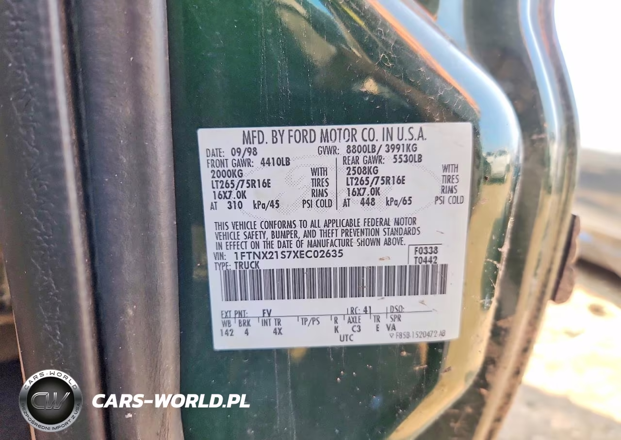 1999 Ford Lgt Convtnl VIN:1FTNX21S7XEC02635 - 13
