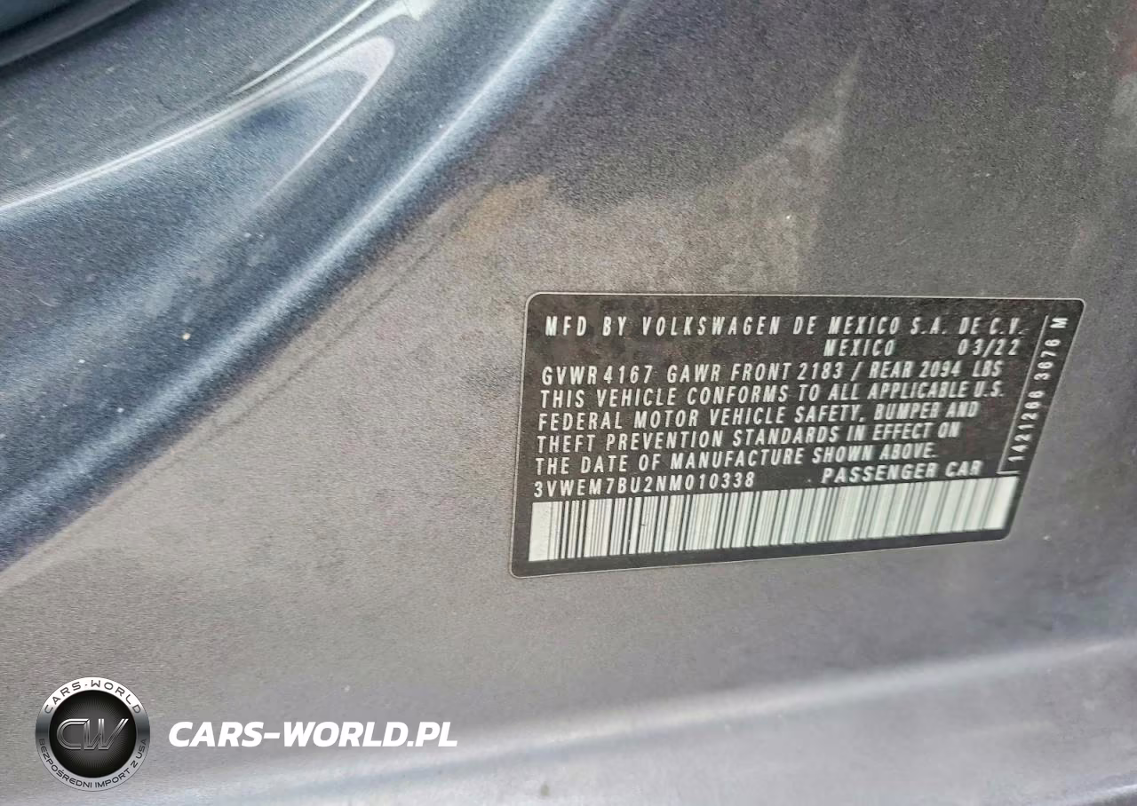 2022 Volkswagen Jetta Se VIN:3VWEM7BU2NM010338 - 12