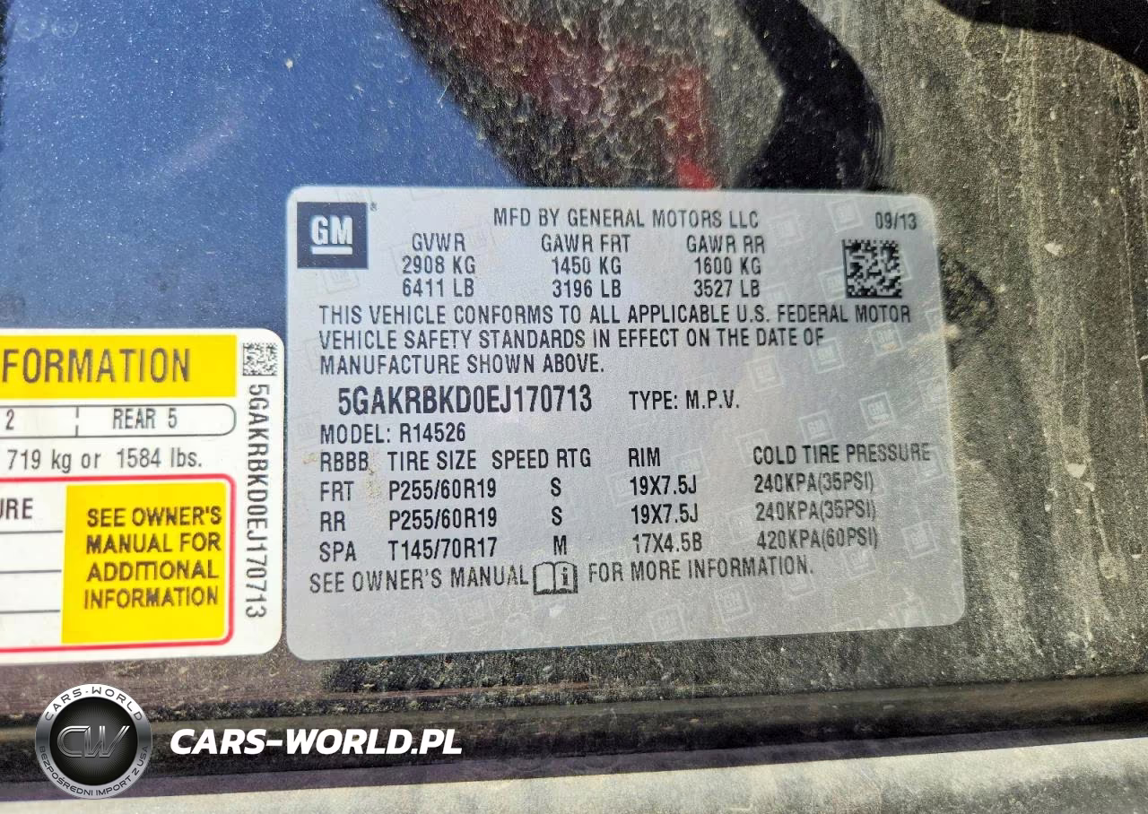 2014 Buick Enclave VIN:5GAKRBKD0EJ170713 - 13