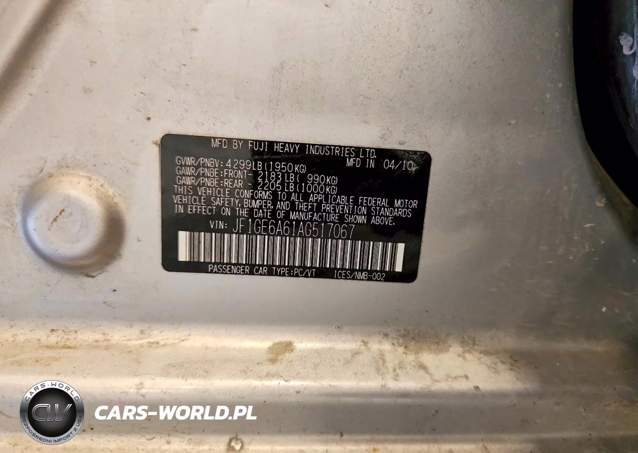 2010 Subaru Impreza 2.5I VIN:JF1GE6A61AG517067 - 13