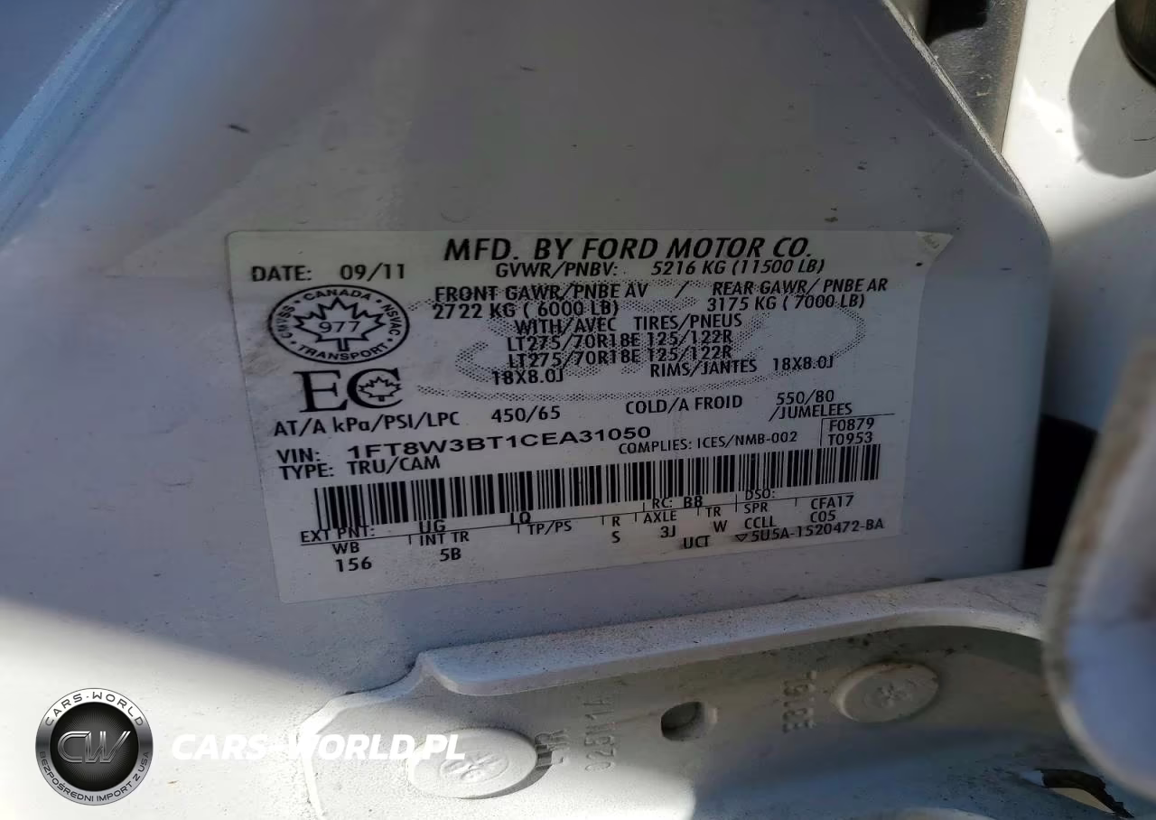 2012 Ford F350 Super Duty VIN:1FT8W3BT1CEA31050 - 12