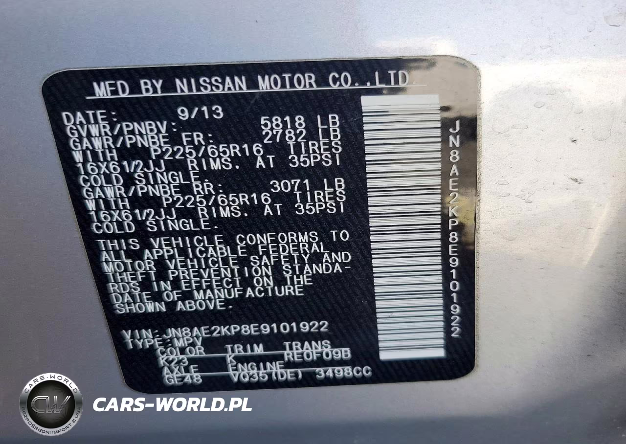 2014 Nissan Quest 3.5 S VIN:JN8AE2KP8E9101922 - 13