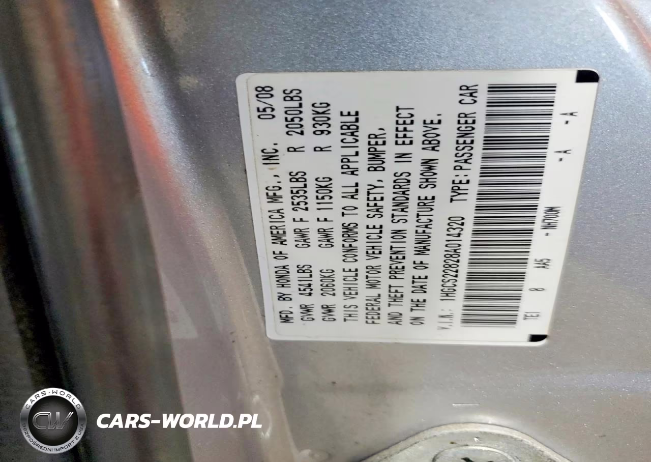 2008 Honda Accord Exl VIN:1HGCS22828A014320 - 13