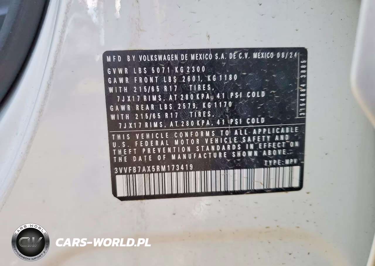 2024 Volkswagen Tiguan S VIN:3VVFB7AX5RM173419 - 12