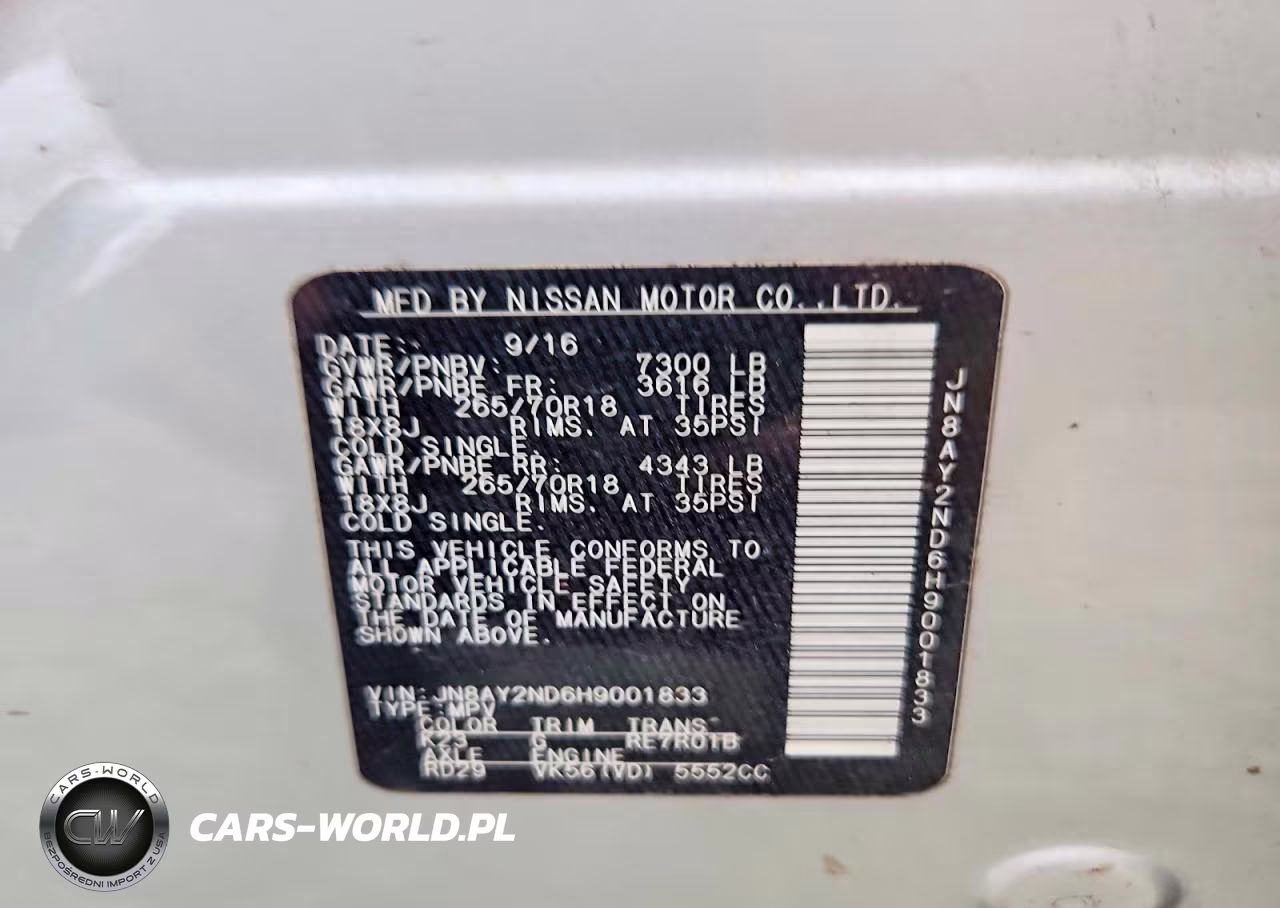 2017 Nissan Armada Sv VIN:JN8AY2ND6H9001833 - 13