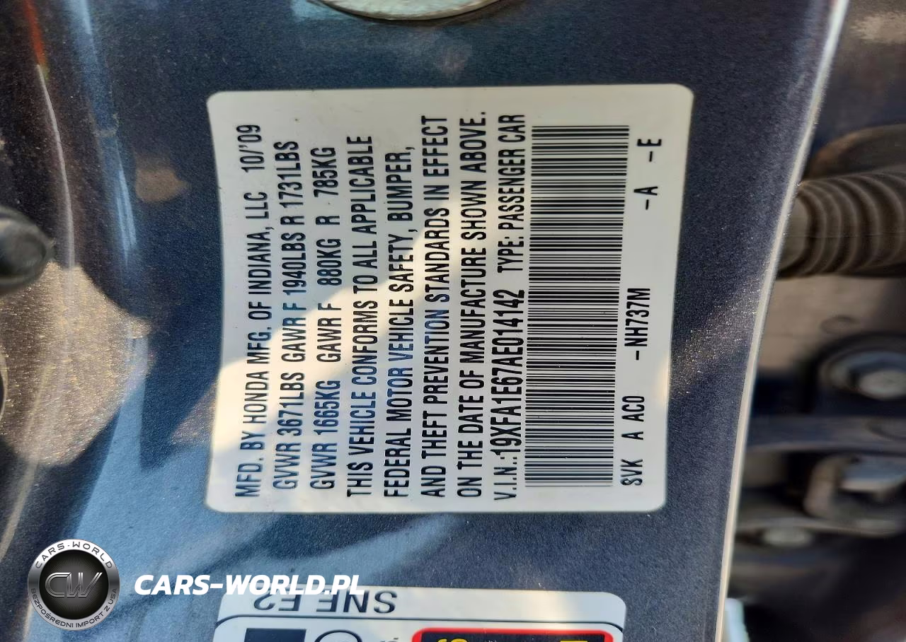 2010 Honda Civic Lx-S VIN:19XFA1E67AE014142 - 12