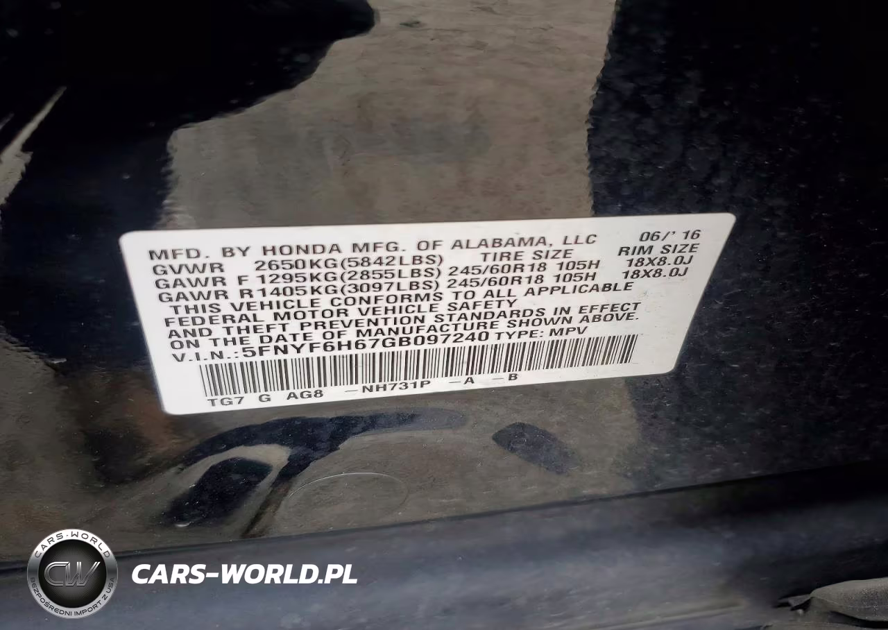 2016 Honda Pilot Exl VIN:5FNYF6H67GB097240 - 13