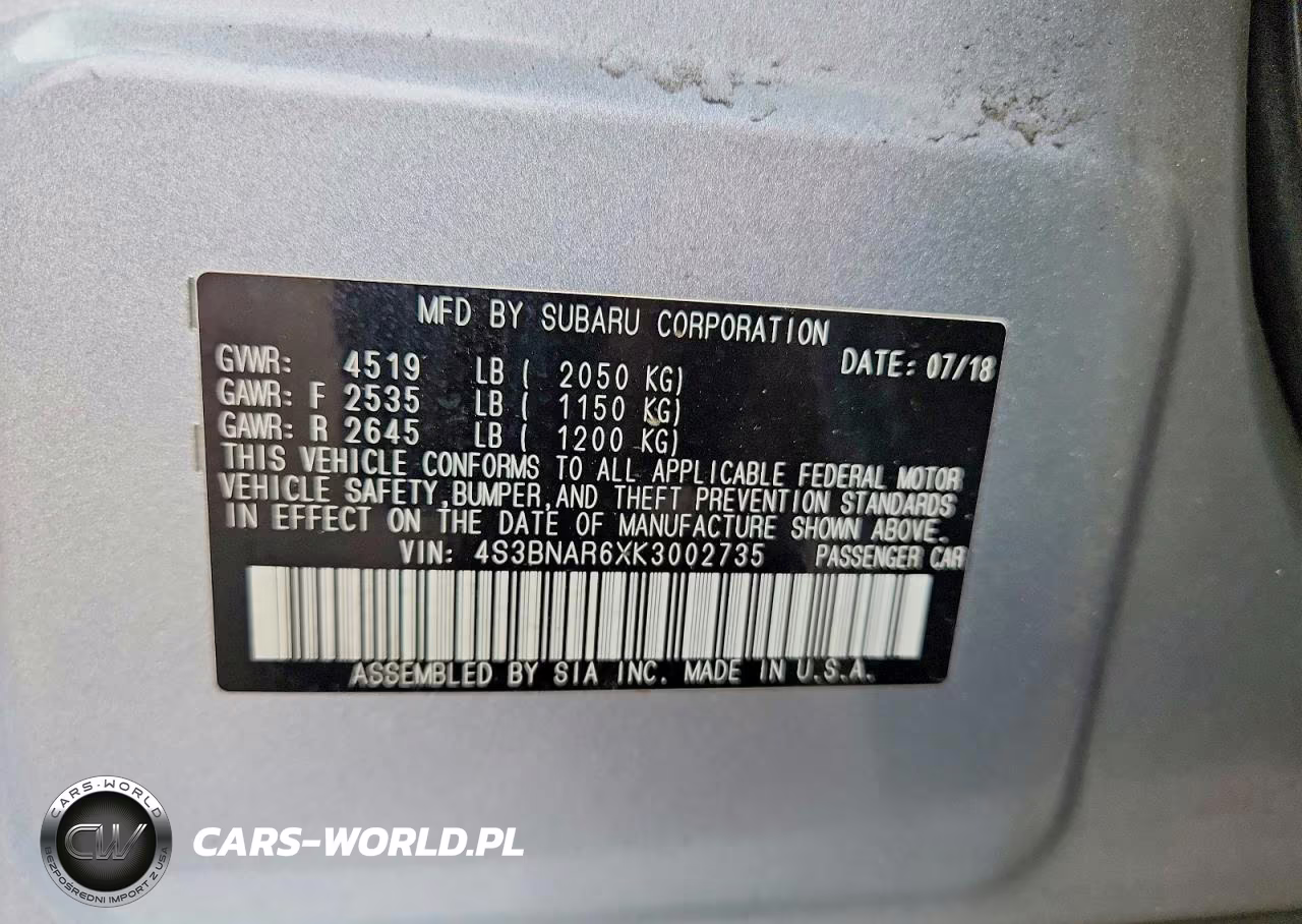 2019 Subaru Legacy Sport VIN:4S3BNAR6XK3002735 - 12