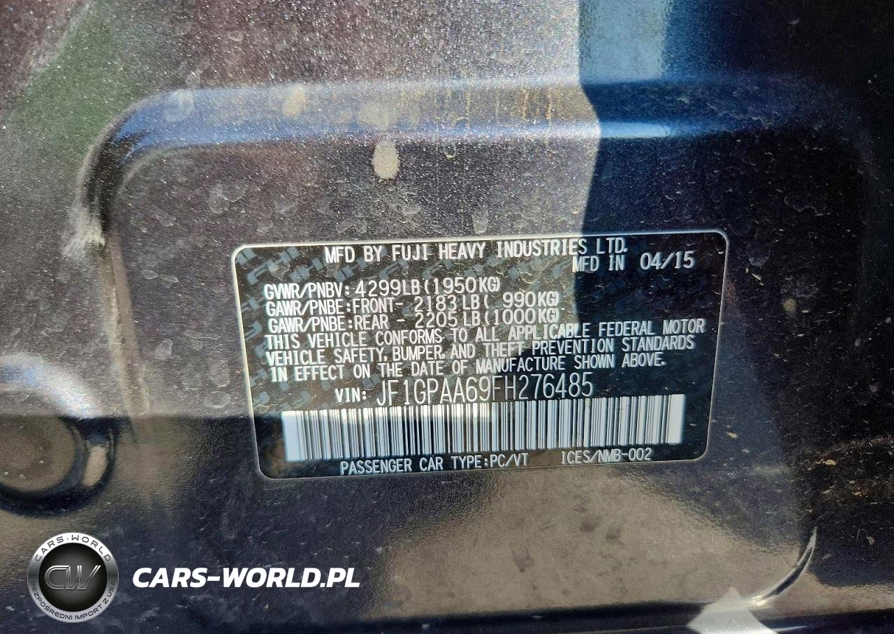 2015 Subaru Impreza VIN:JF1GPAA69FH276485 - 13