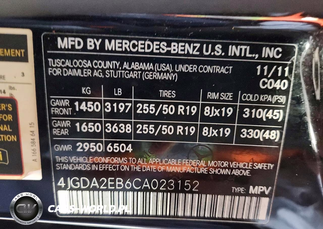 2012 Mercedes-Benz Ml 350 Bluetec VIN:4JGDA2EB6CA023152 - 13