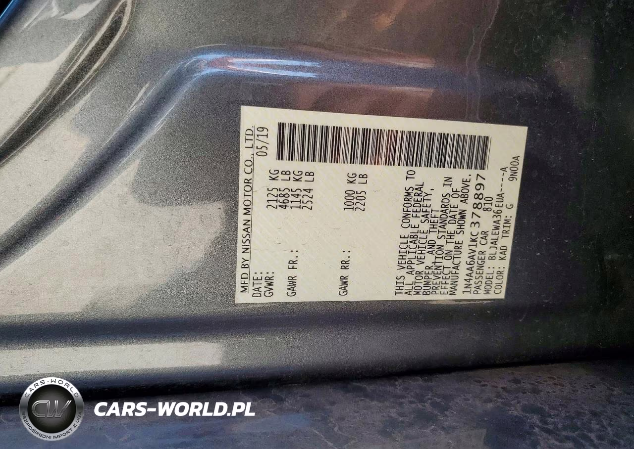 2019 Nissan Maxima 3.5 Sl VIN:1N4AA6AV1KC378897 - 12