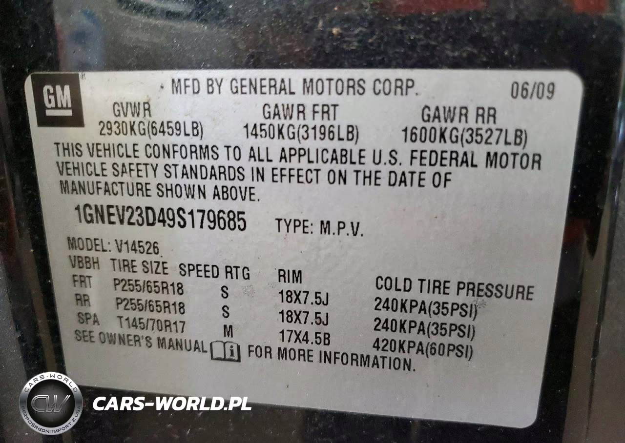 2009 Chevrolet Traverse Lt VIN:1GNEV23D49S179685 - 13