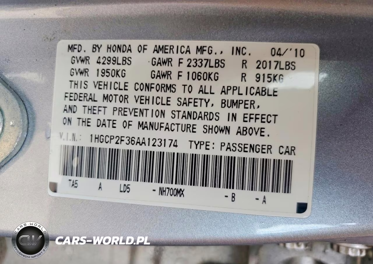 2010 Honda Accord Lx VIN:1HGCP2F36AA123174 - 12