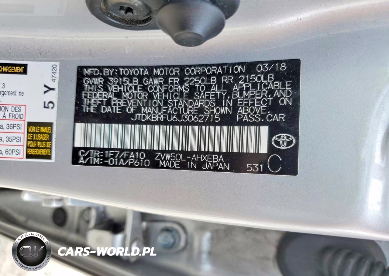 2018 Toyota Prius Two VIN:JTDKBRFU6J3062715 - 12