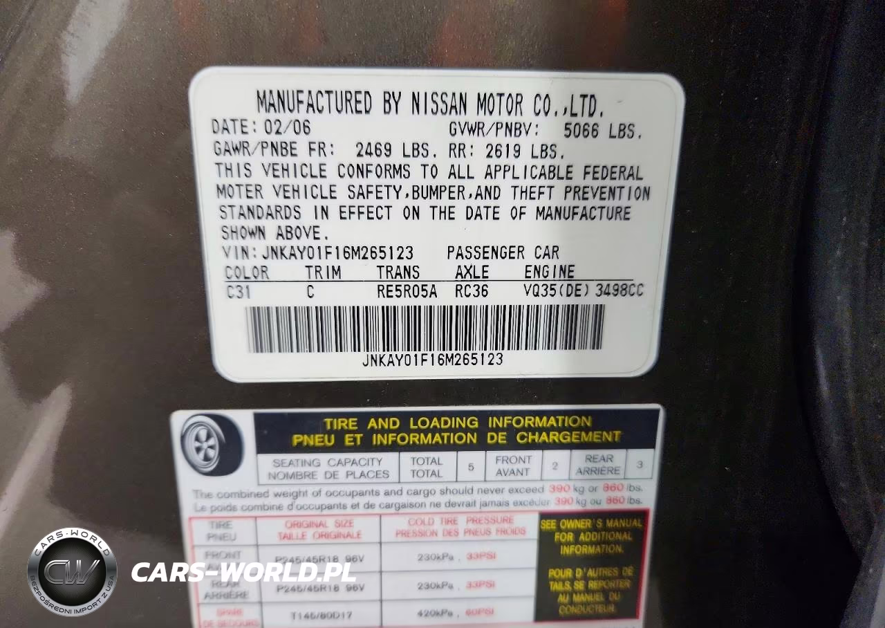 2006 Infiniti M35 Base VIN:JNKAY01F16M265123 - 13