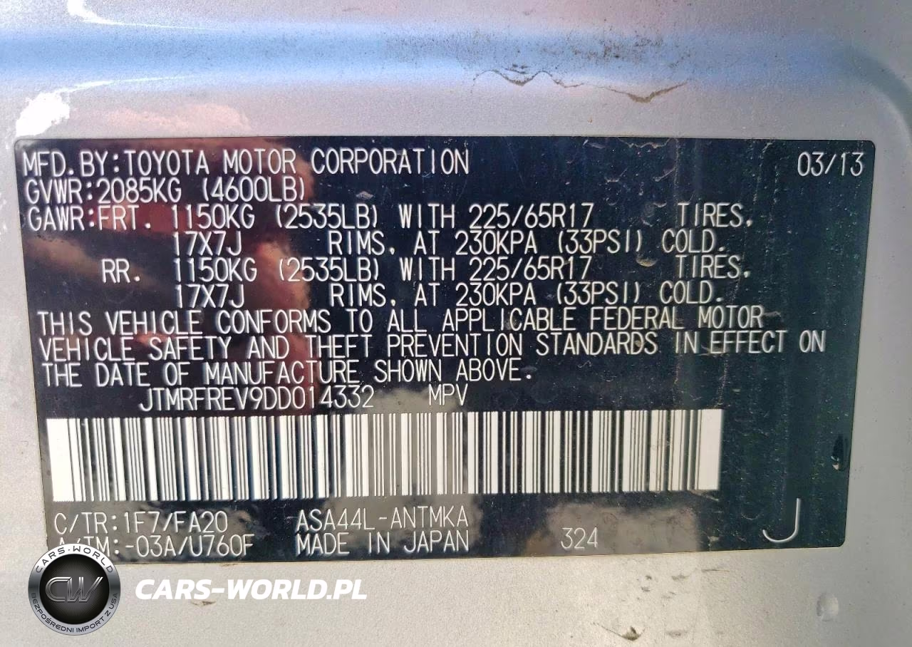 2013 Toyota Rav4 Xle VIN:JTMRFREV9DD014332 - 12