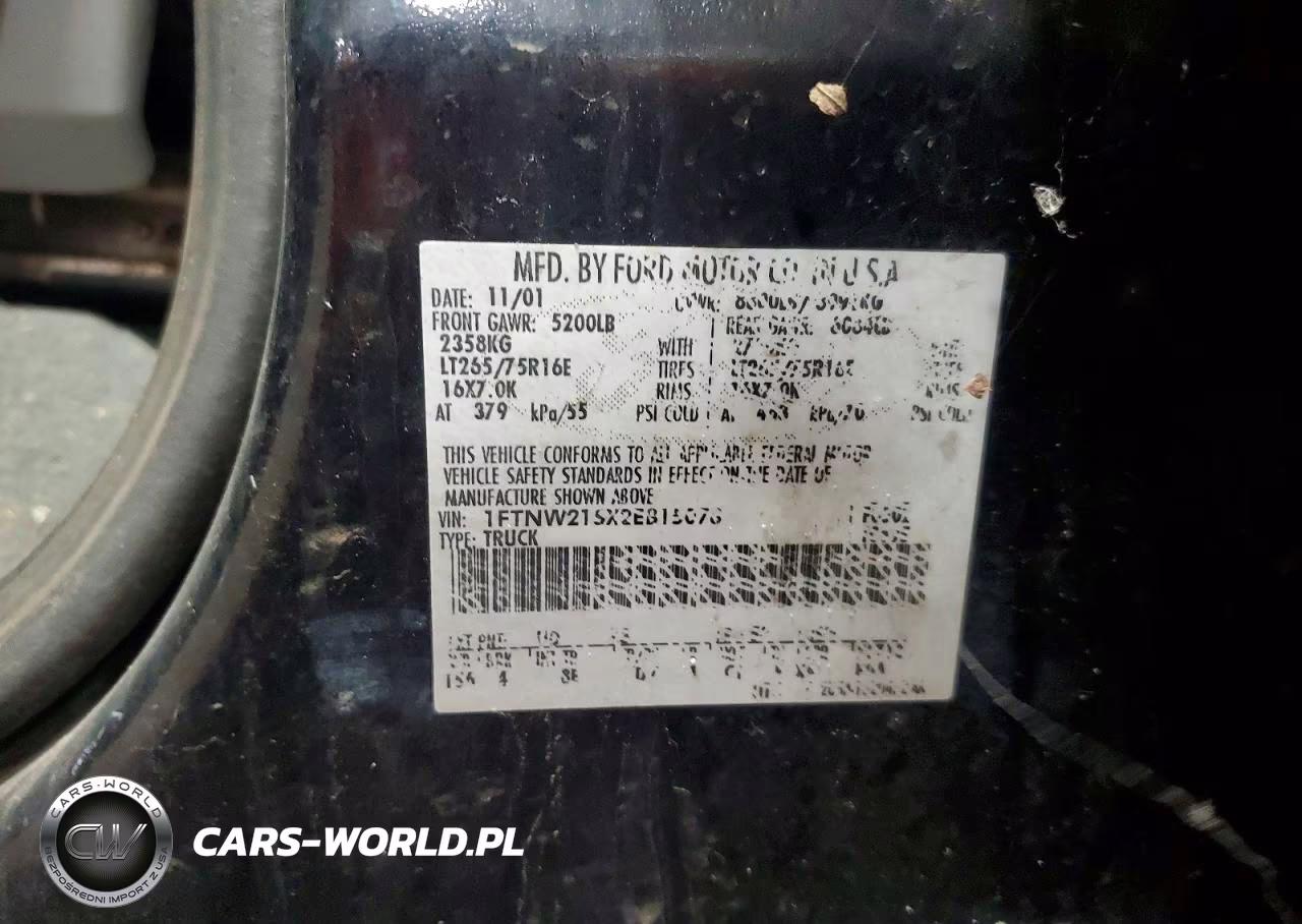 2002 Ford F250 Super Duty VIN:1FTNW21SX2EB15078 - 12