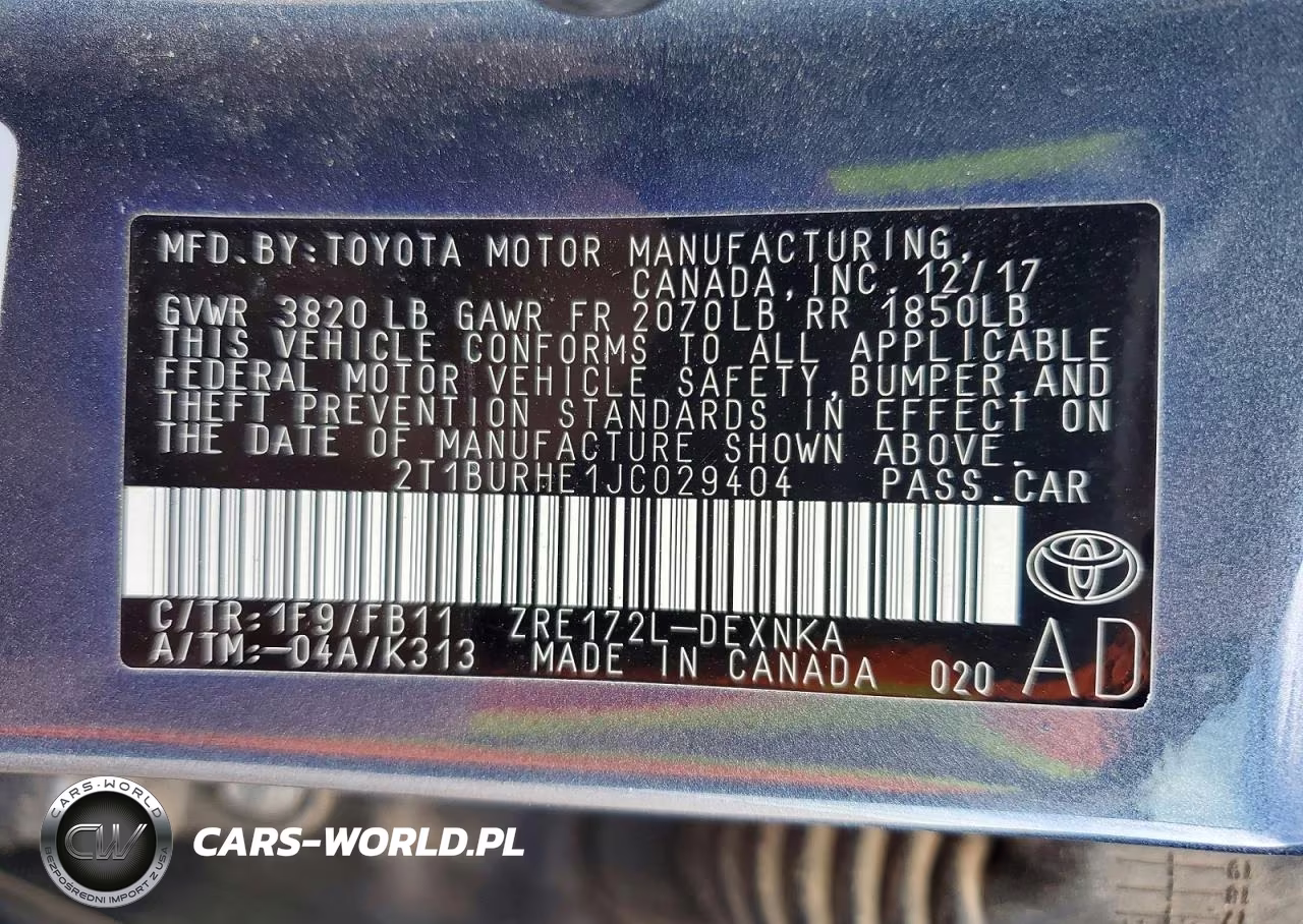 2018 Toyota Corolla Le VIN:2T1BURHE1JC029404 - 12