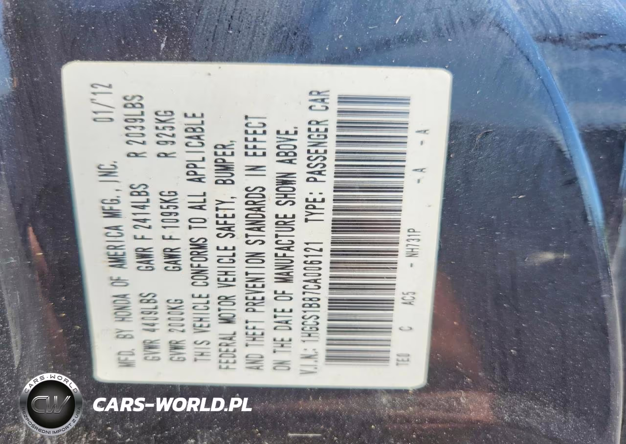 2012 Honda Accord Exl VIN:1HGCS1B87CA006121 - 13