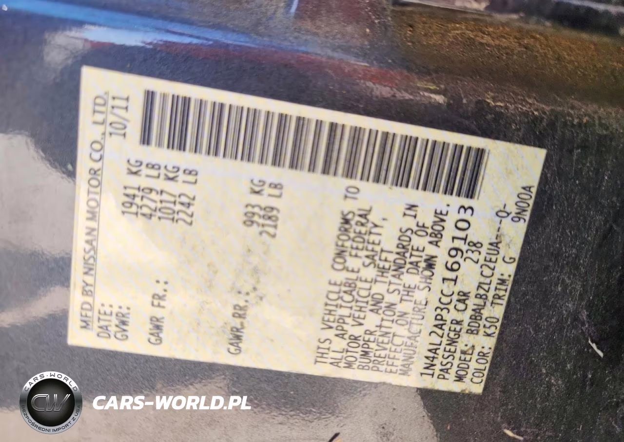 2012 Nissan Altima 2.5 VIN:1N4AL2AP3CC169103 - 12