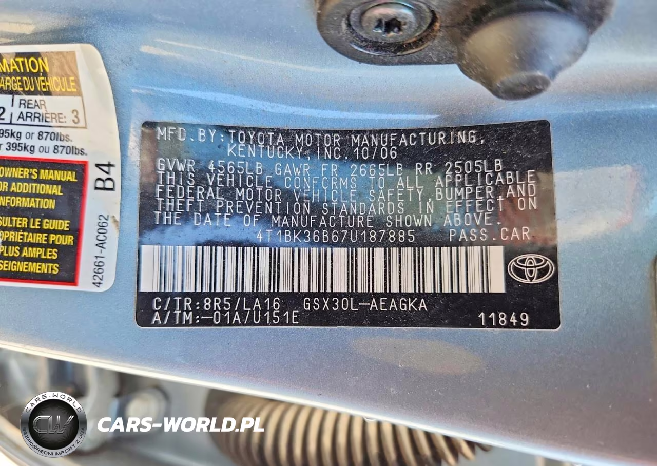 2007 Toyota Avalon Xls VIN:4T1BK36B67U187885 - 12