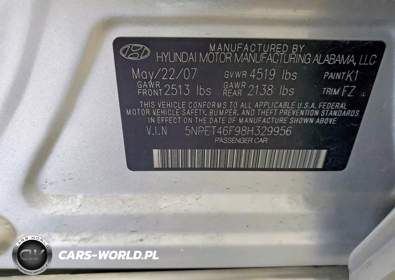 2008 Hyundai Sonata Gls V6 VIN:5NPET46F98H329956 - 12