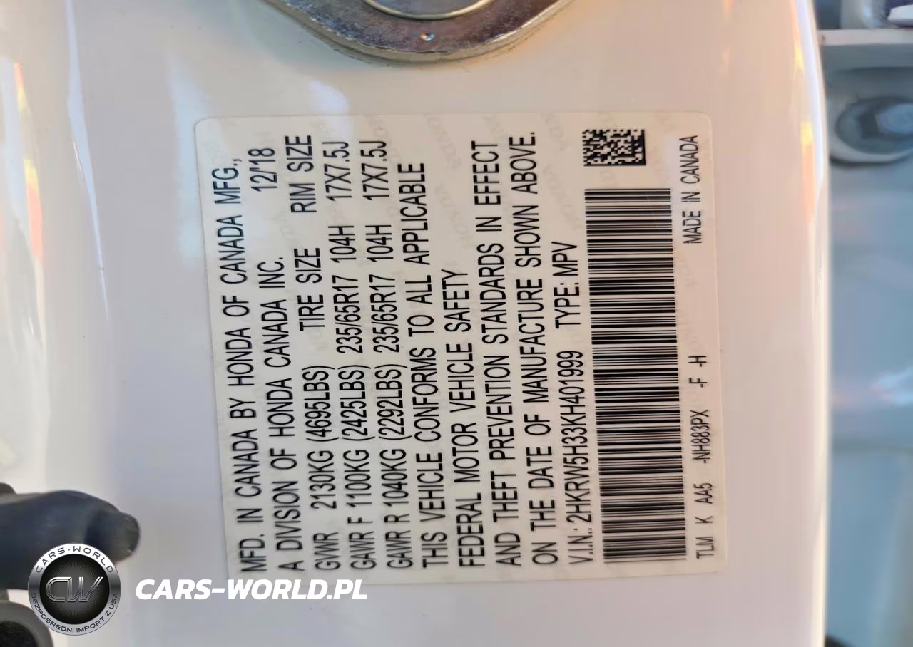 2019 Honda Cr-V Lx VIN:2HKRW5H33KH401999 - 13
