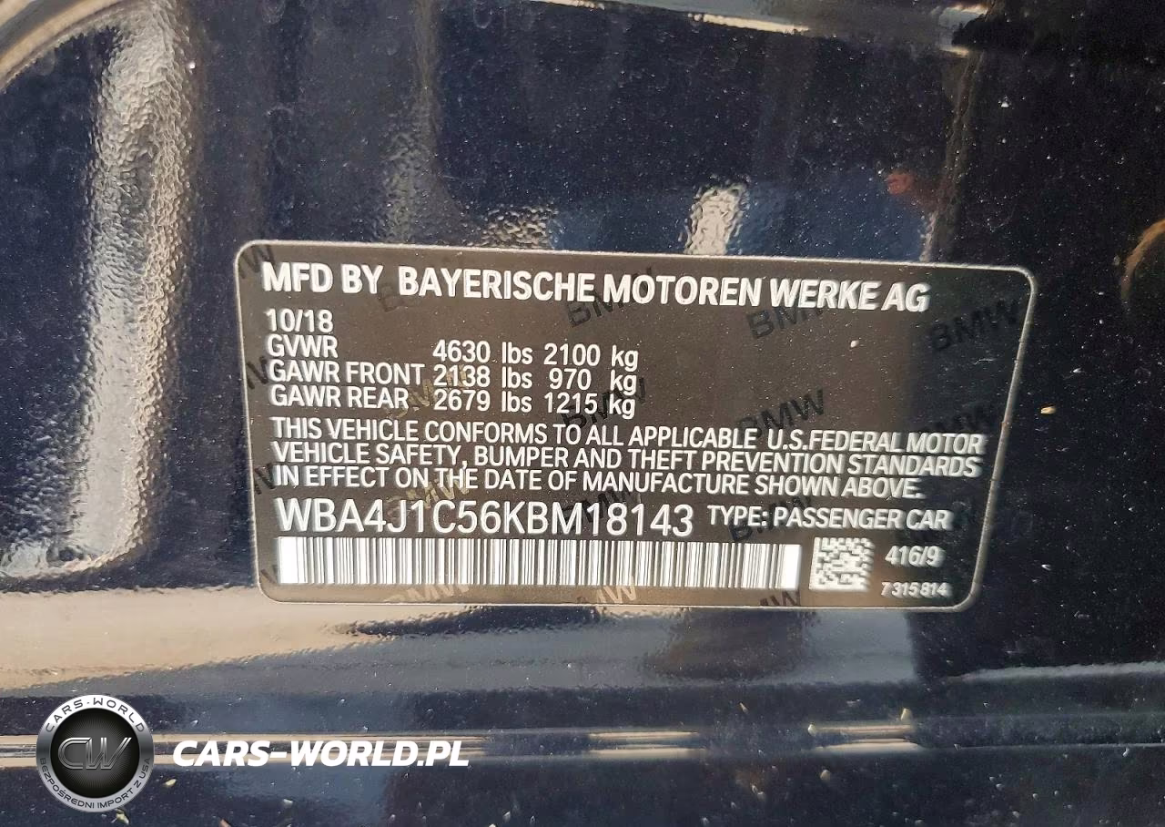 2019 BMW 430I Gran Coupe VIN:WBA4J1C56KBM18143 - 12