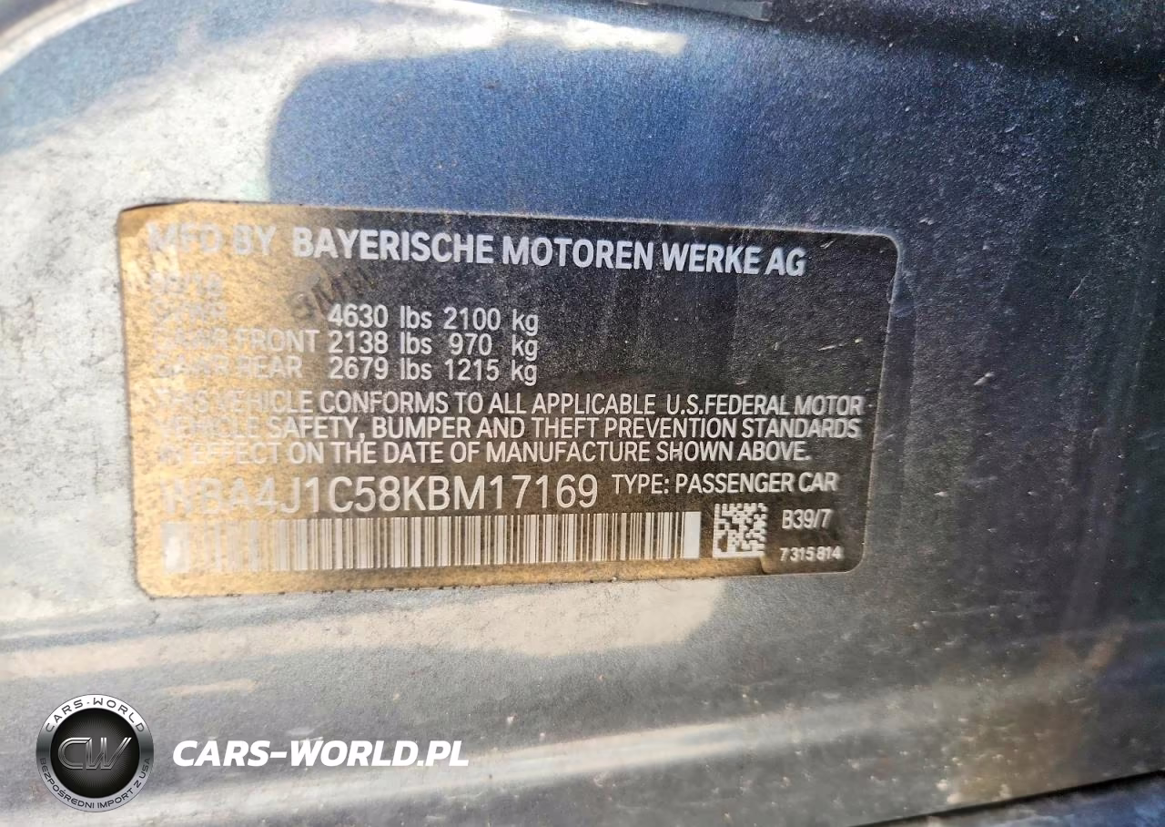 2019 BMW 430I Gran Coupe VIN:WBA4J1C58KBM17169 - 12
