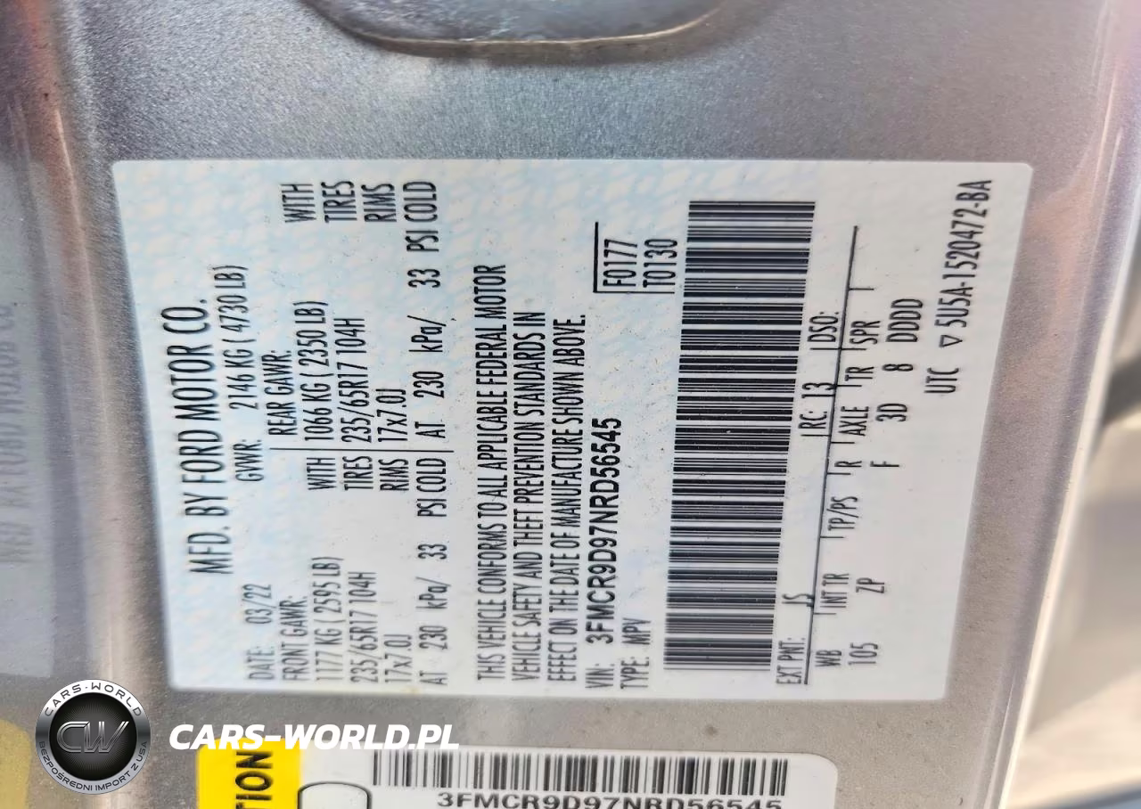 2022 Ford Bronco Sport Badlands VIN:3FMCR9D97NRD56545 - 13
