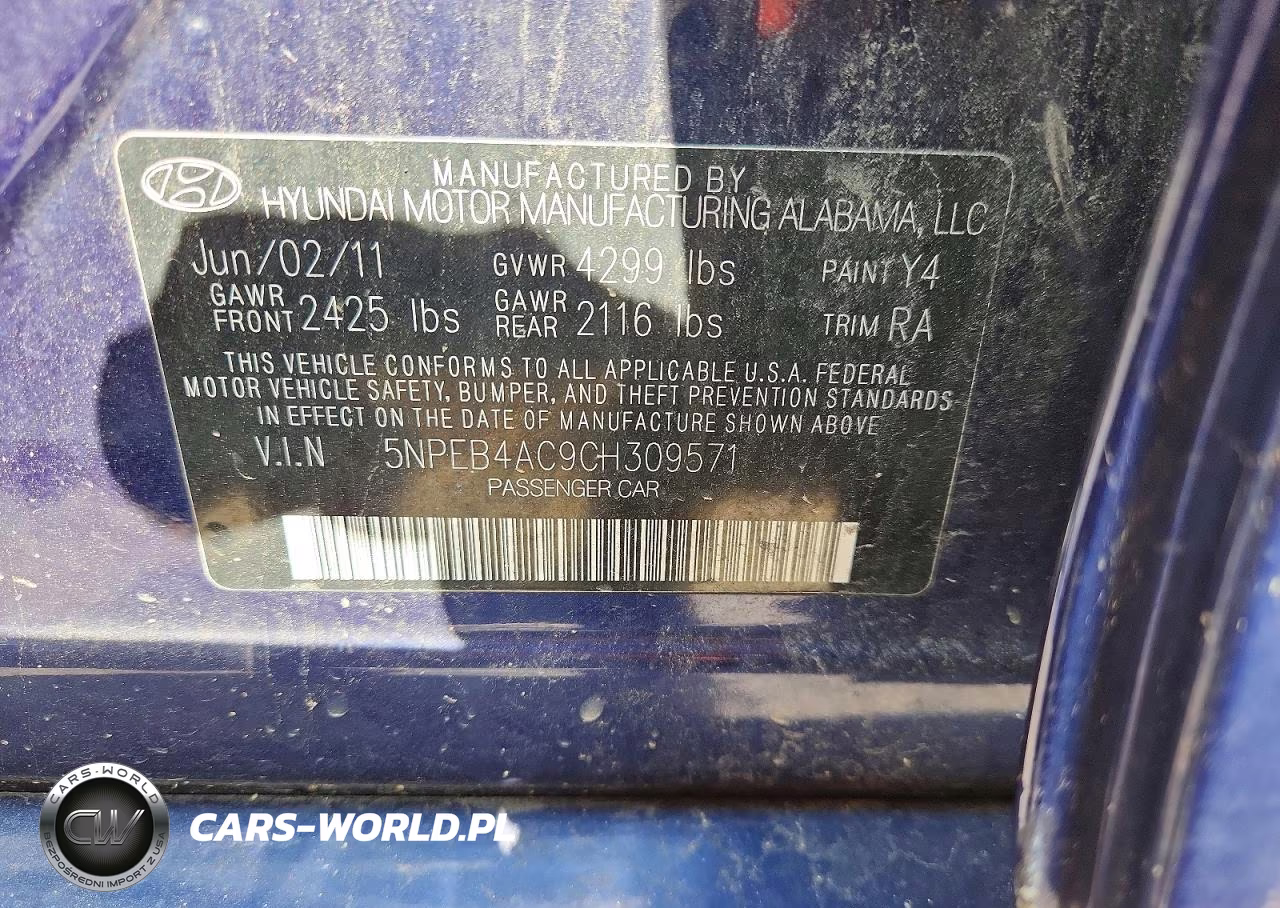 2012 Hyundai Sonata Gls VIN:5NPEB4AC9CH309571 - 12